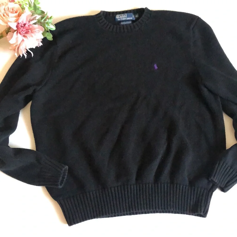Polo Ralph Lauren Black Crewneck Sweater XL Ralph Lauren Cotton Basic Sweater